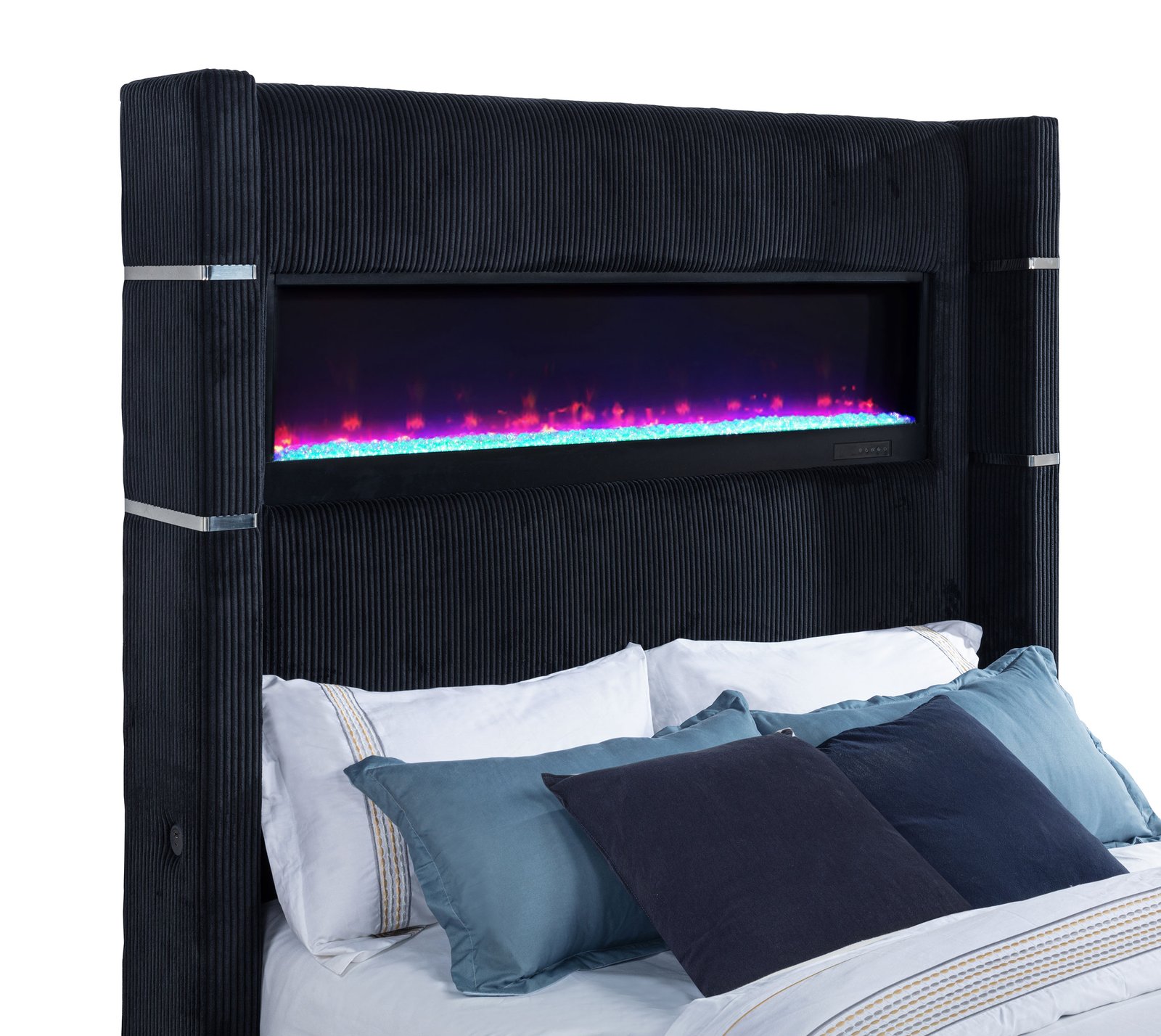 Tisdall Queen Flame Visualizer Wingback TV Bed Black - Image 9