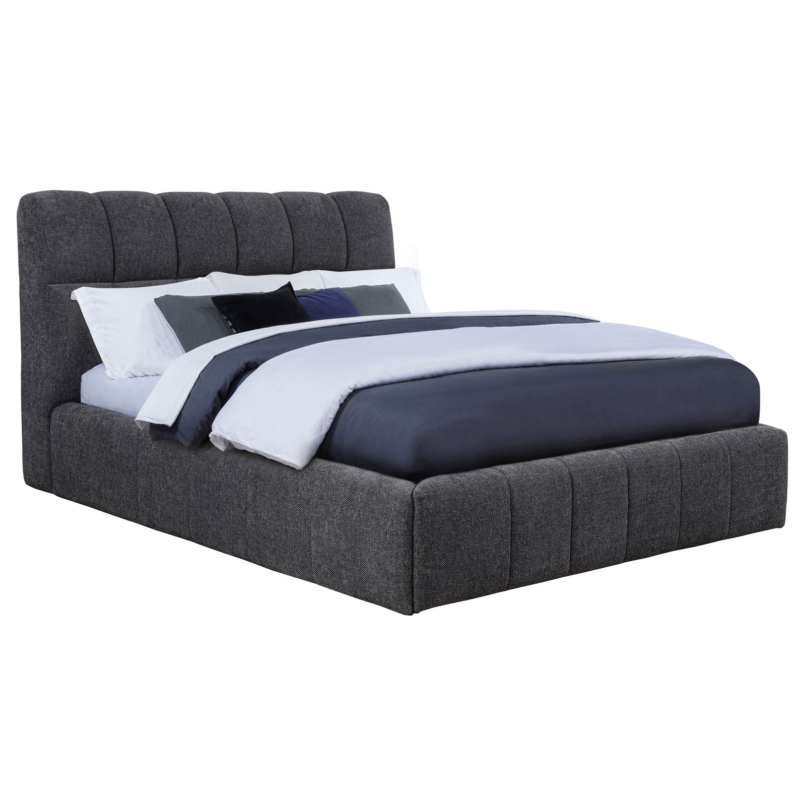 Nollet 48-inch Upholstered Queen Panel Platform Bed Grey - Image 3