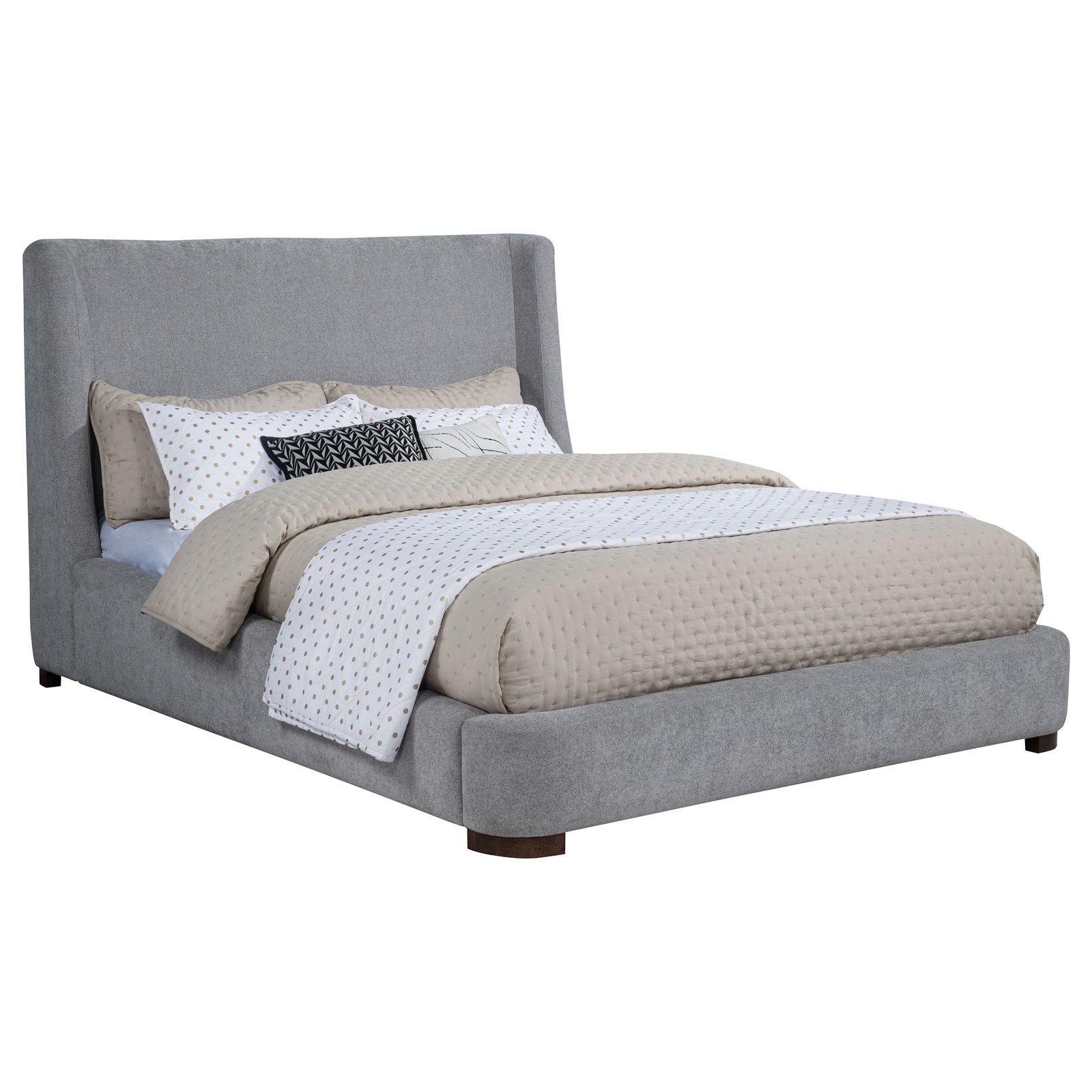 Rennes Upholstered Eastern King Wingback Platform Bed Grey - Image 3