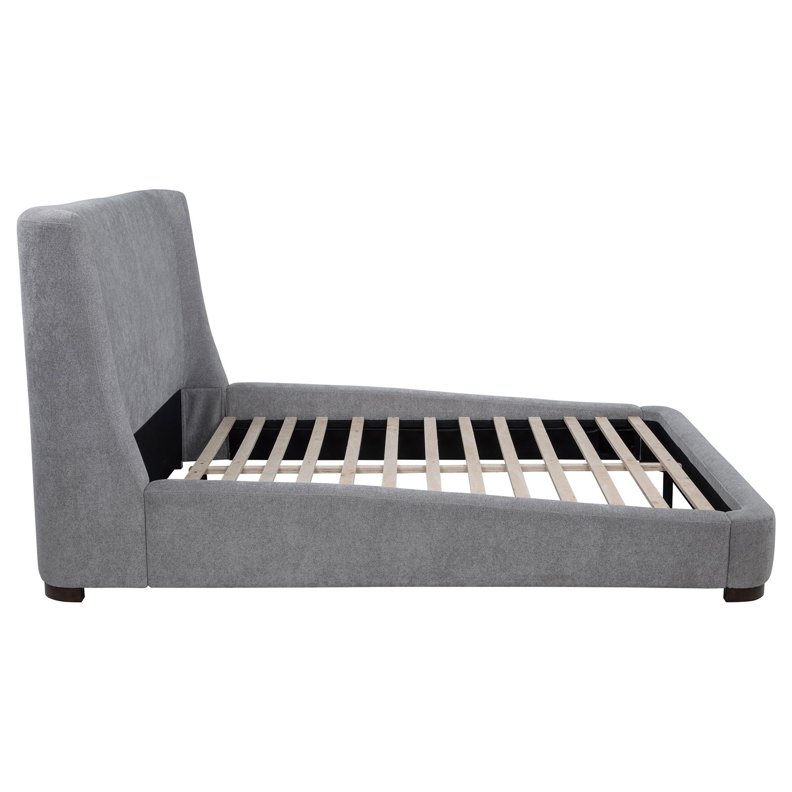 Rennes Upholstered Eastern King Wingback Platform Bed Grey - Image 6