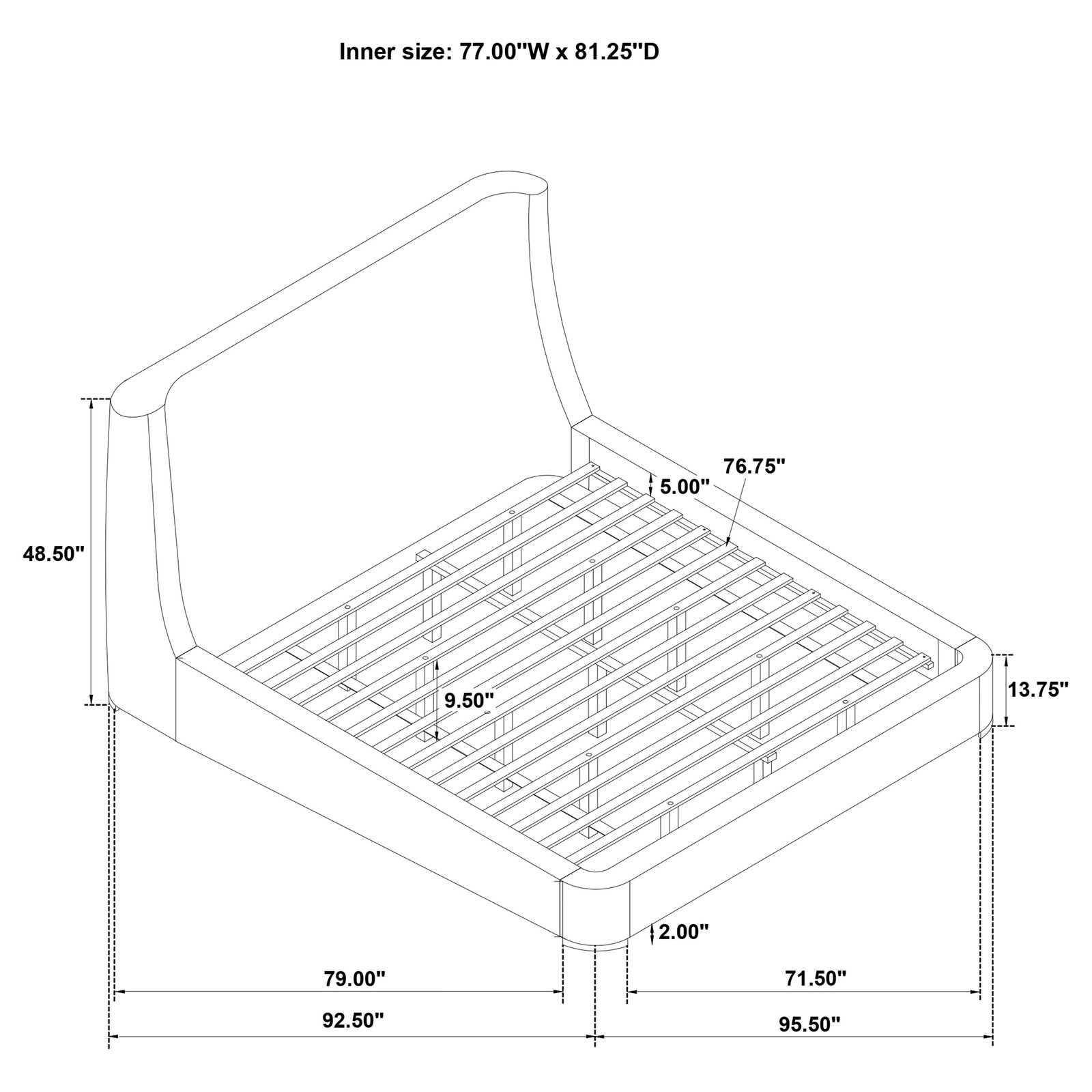 Rennes Upholstered Eastern King Wingback Platform Bed Grey - Image 9