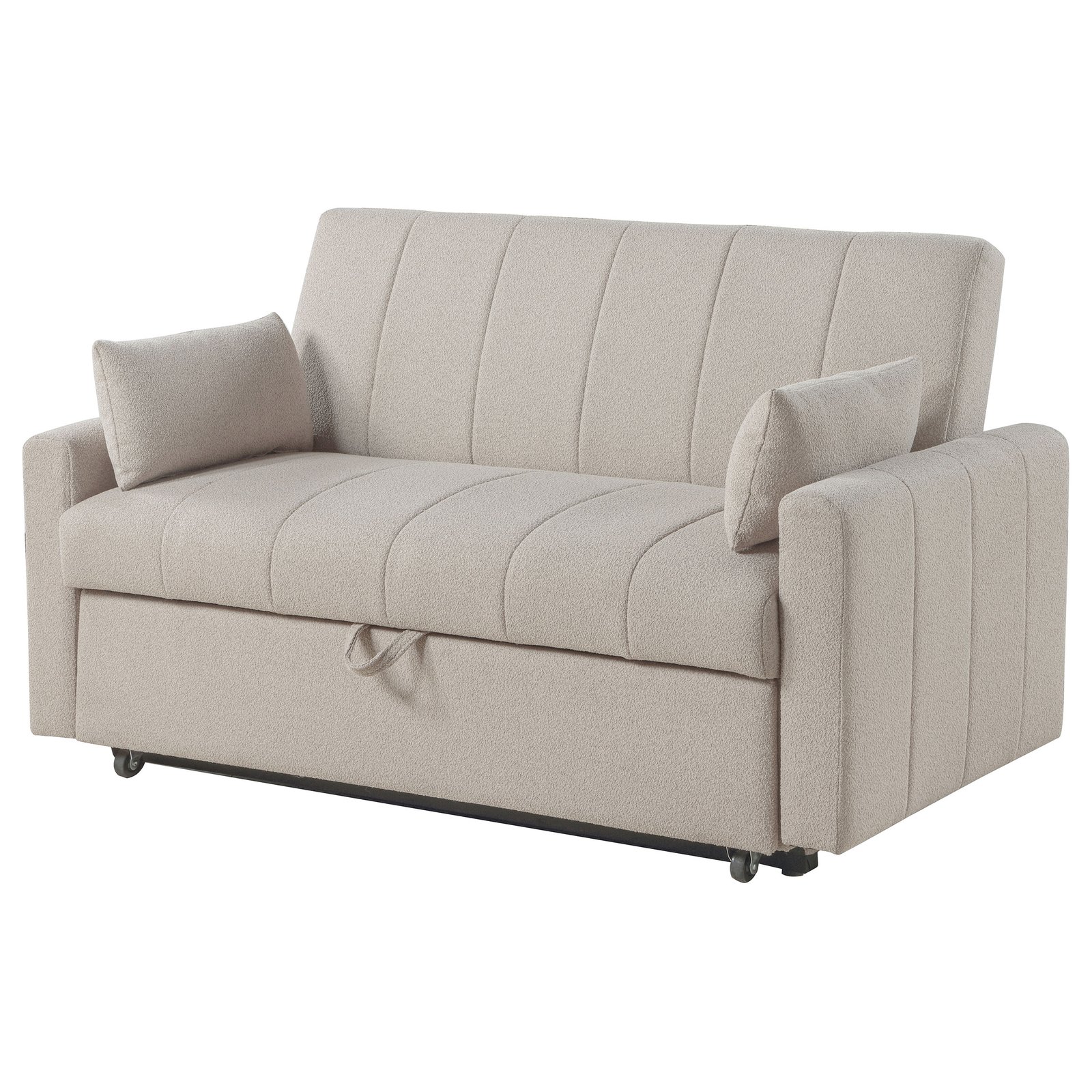 Portland Boucle Upholstered Sleeper Sofa Bed Latte - Image 8