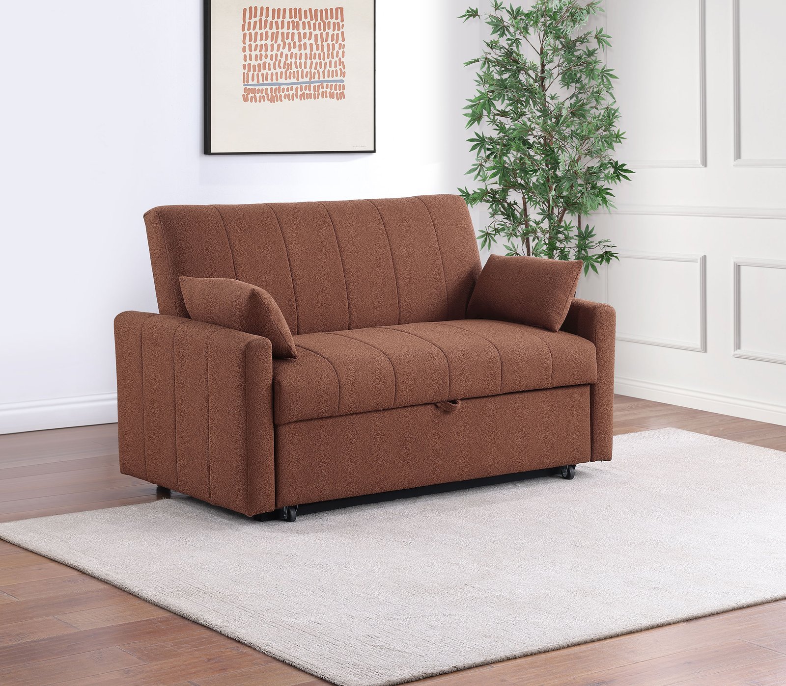 Portland Boucle Upholstered Sleeper Sofa Bed Copper - Image 2