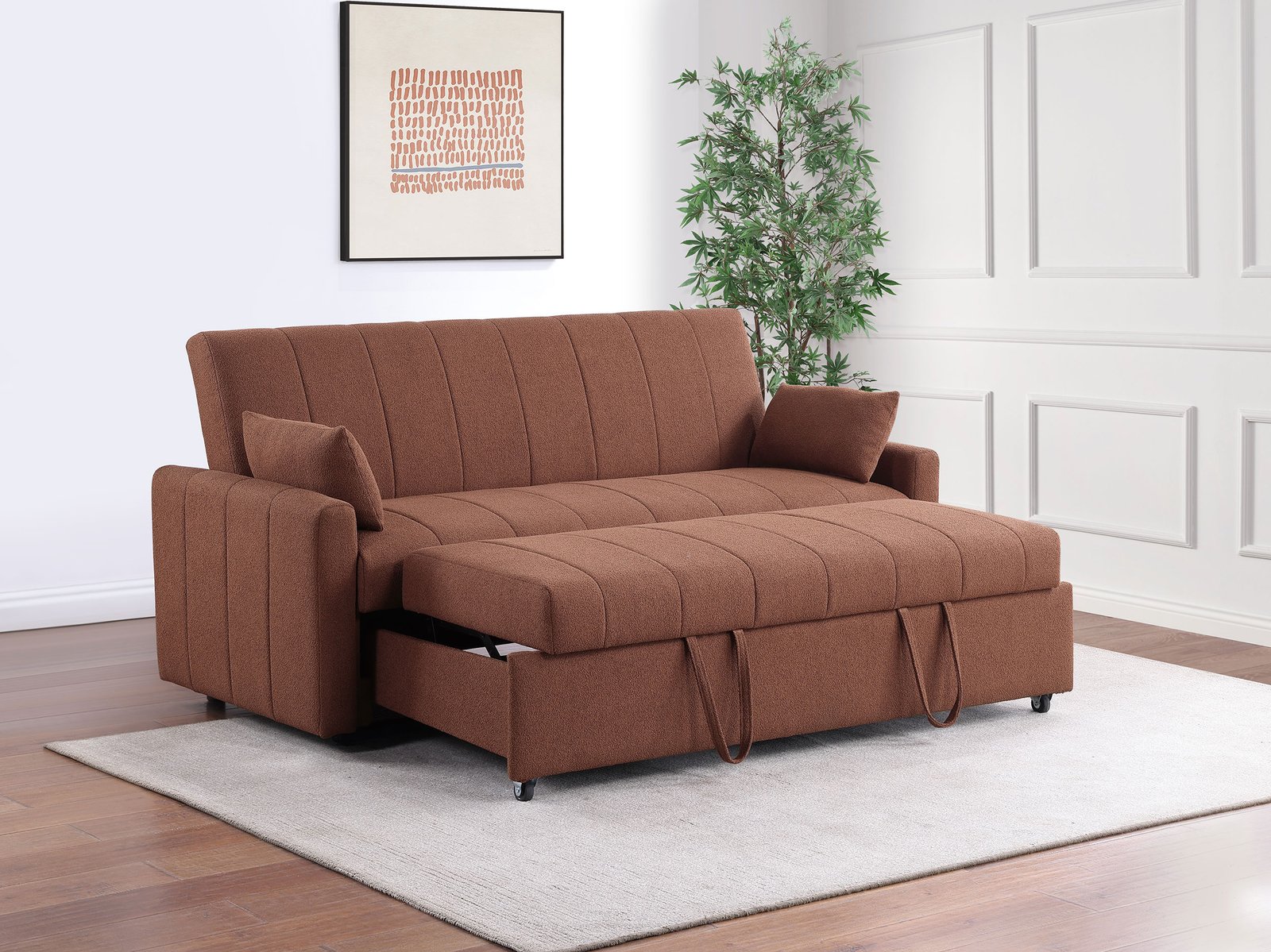 Portland Boucle Upholstered Sleeper Sofa Bed Copper - Image 3