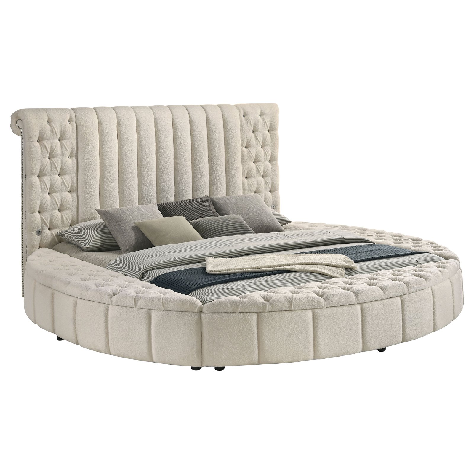 Sonya Upholstered Eastern King Round Storage Bed Ivory - Image 3