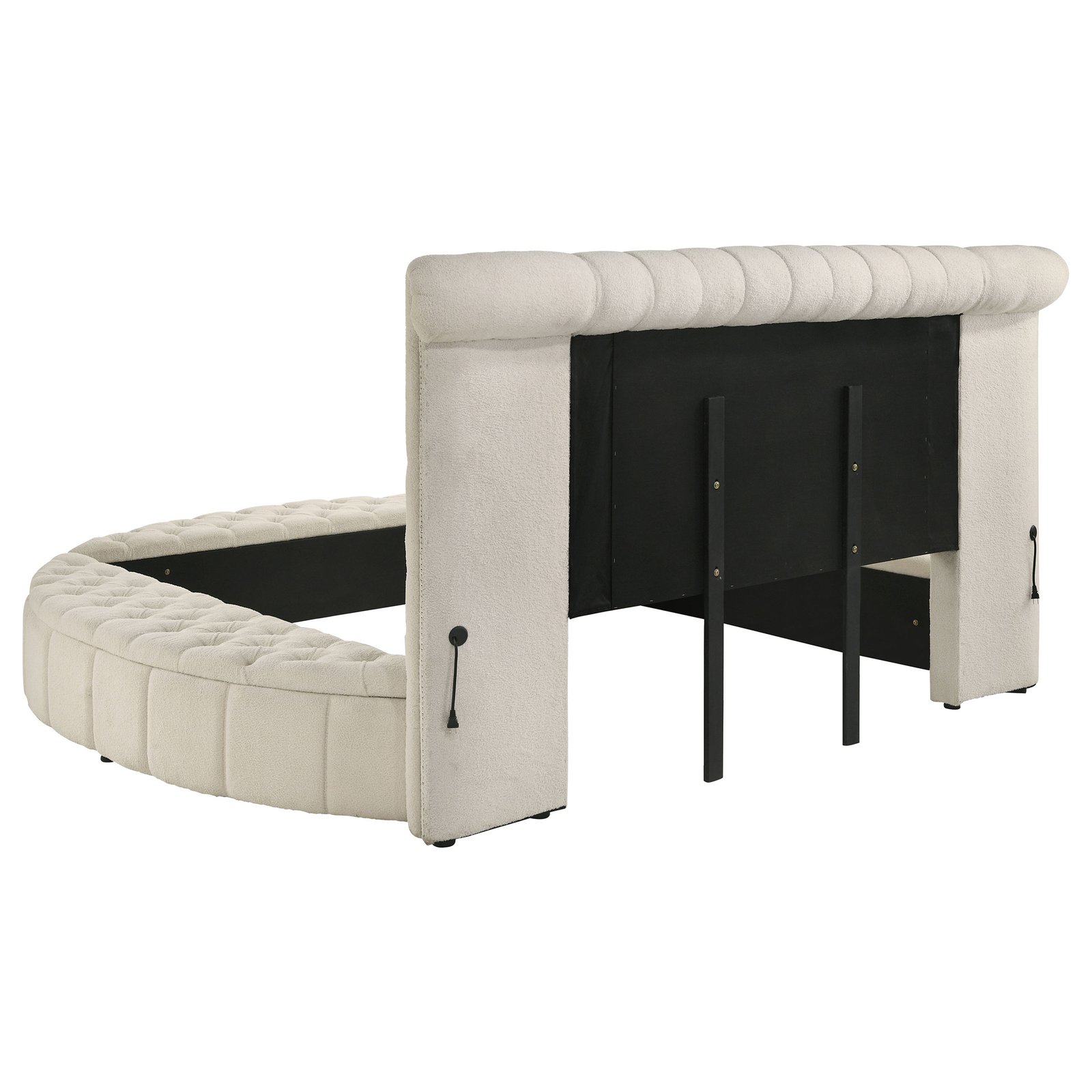 Sonya Upholstered Eastern King Round Storage Bed Ivory - Image 5