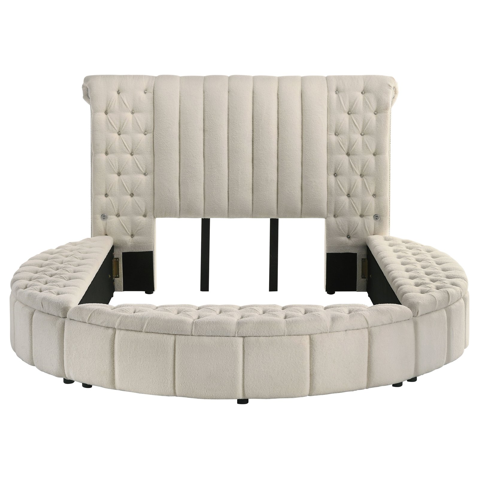 Sonya Upholstered Queen Round Storage Bed Ivory - Image 4