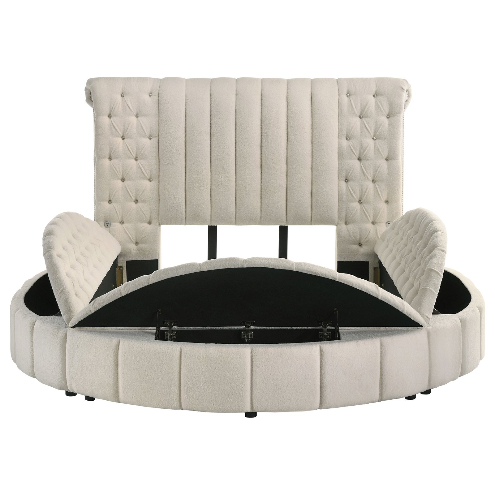 Sonya Upholstered Queen Round Storage Bed Ivory - Image 5