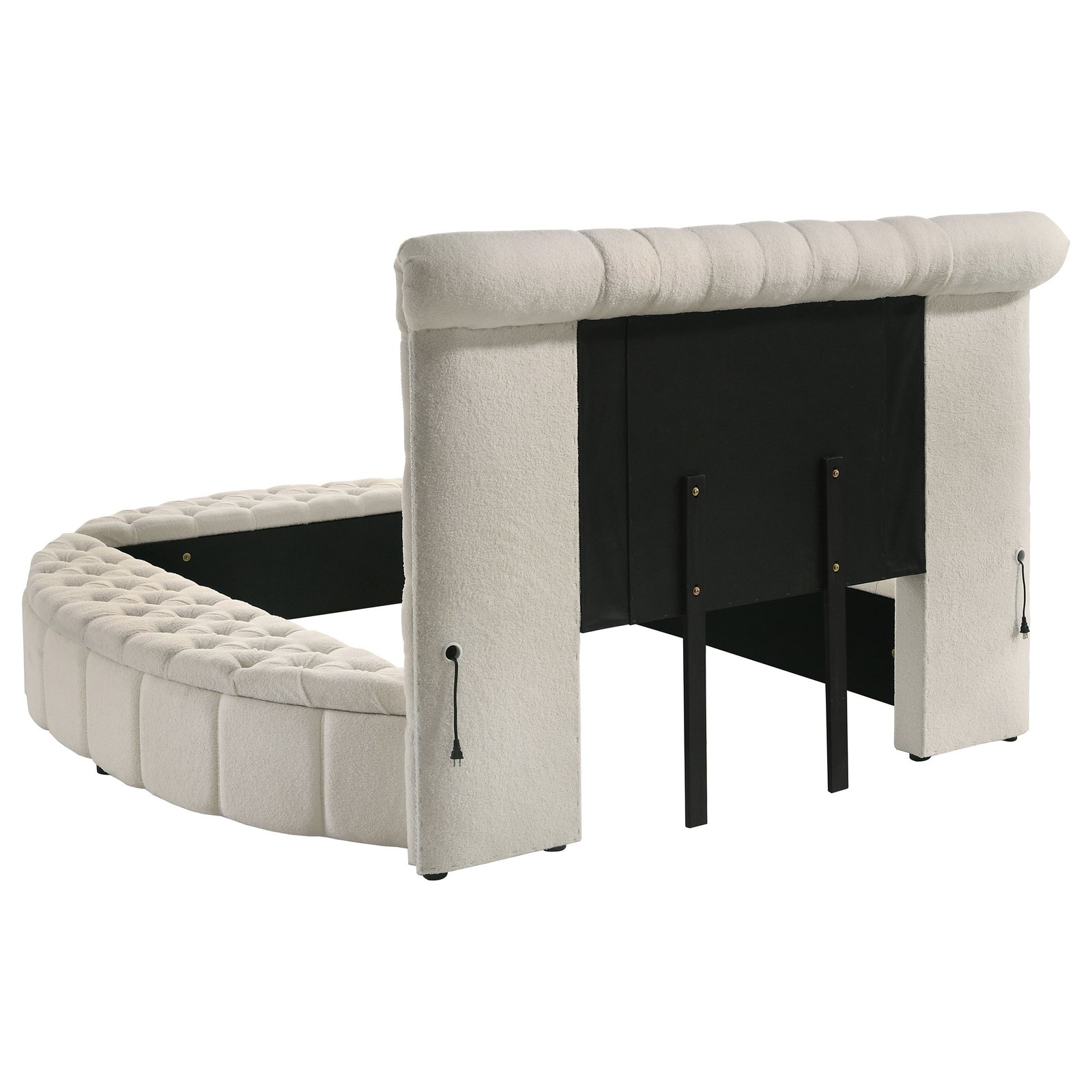 Sonya Upholstered Queen Round Storage Bed Ivory - Image 7