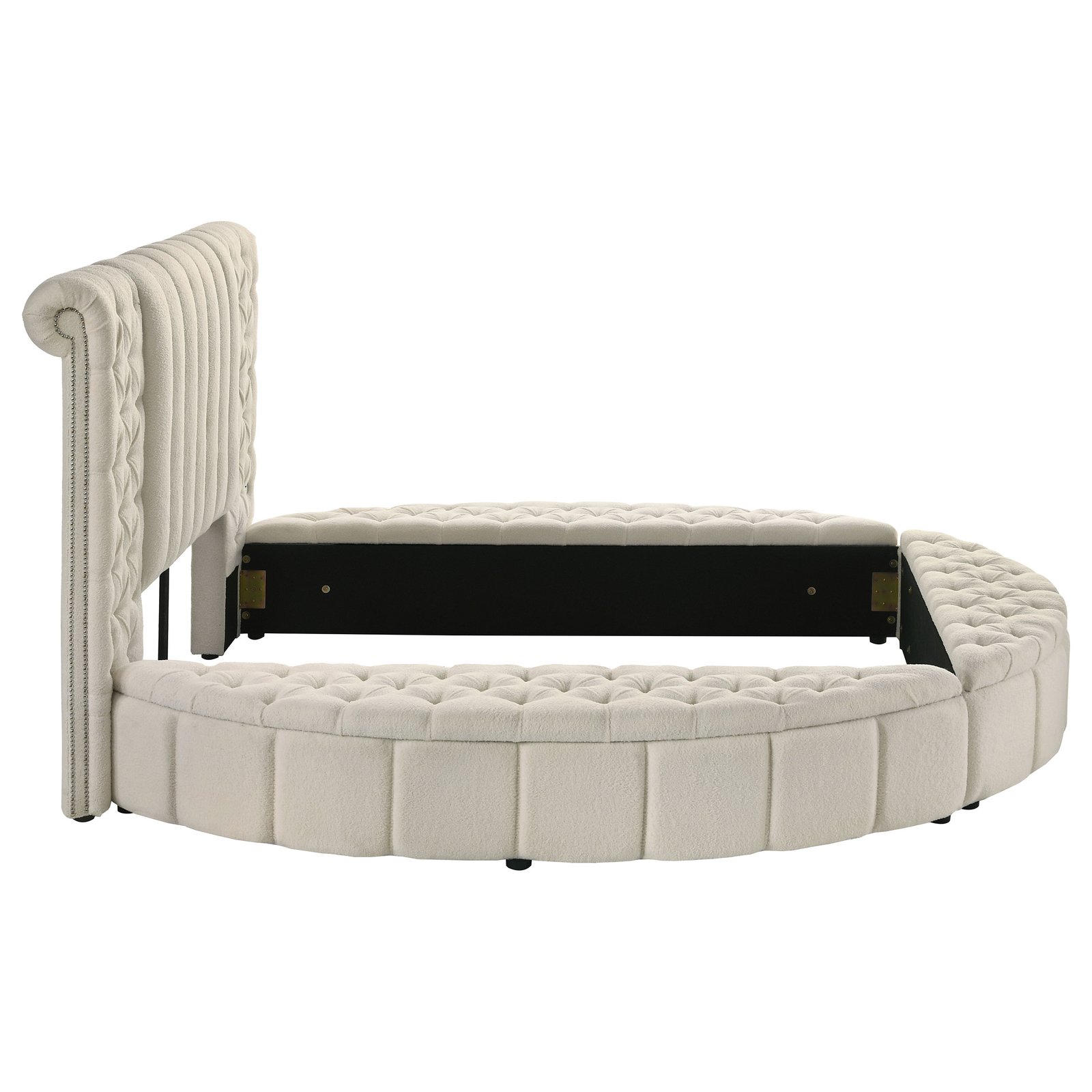 Sonya Upholstered Queen Round Storage Bed Ivory - Image 8