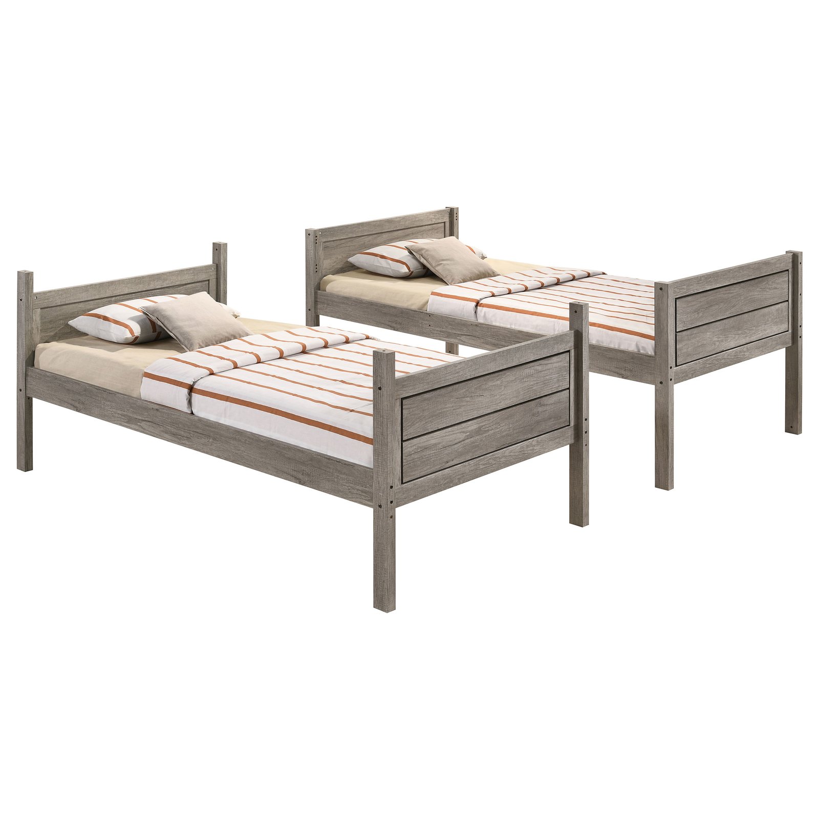 Ryder Wood Twin Over Twin Bunk Bed with Mattress Weathered Taupe - Image 3