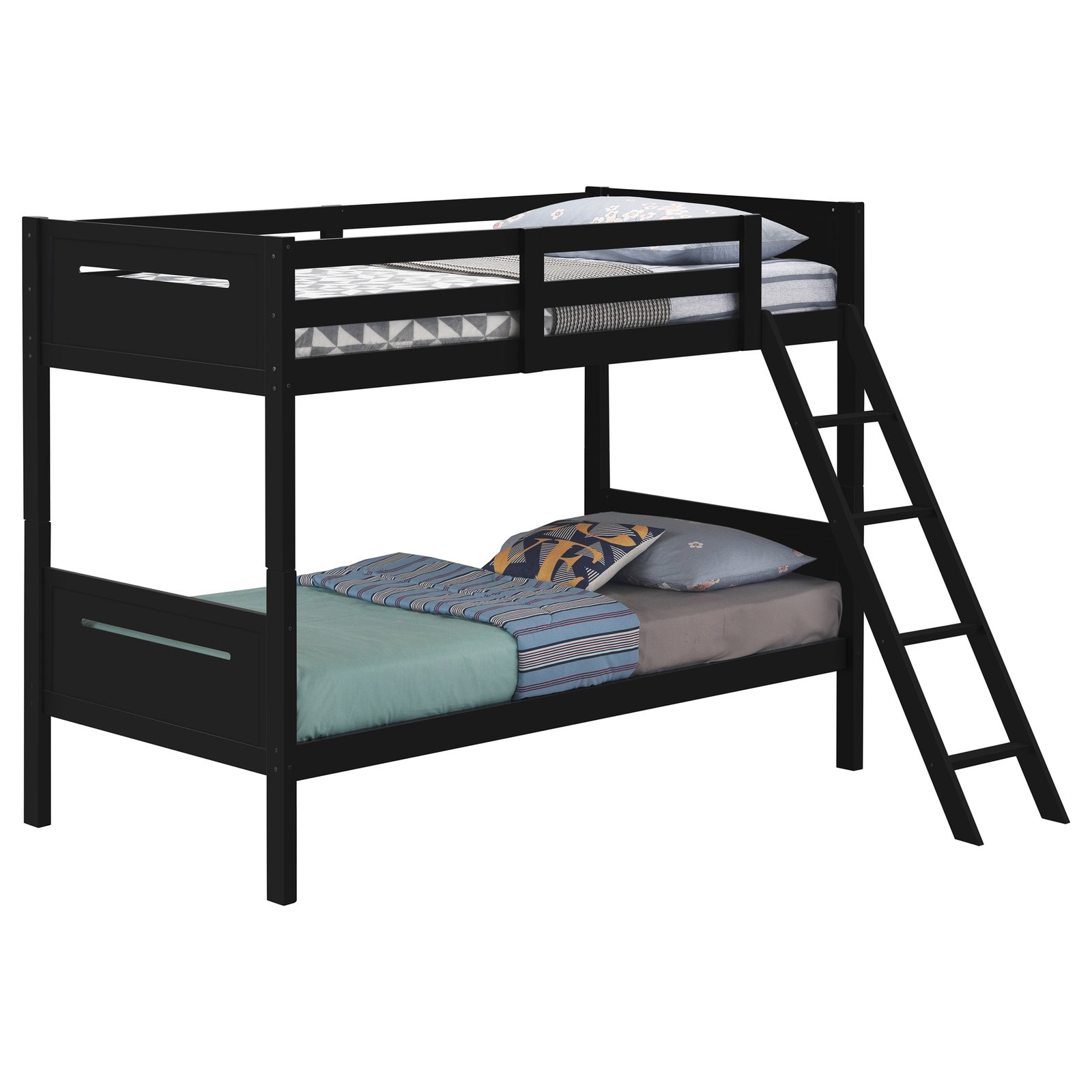 Littleton Wood Twin Over Twin Bunk Bed Black - Image 3