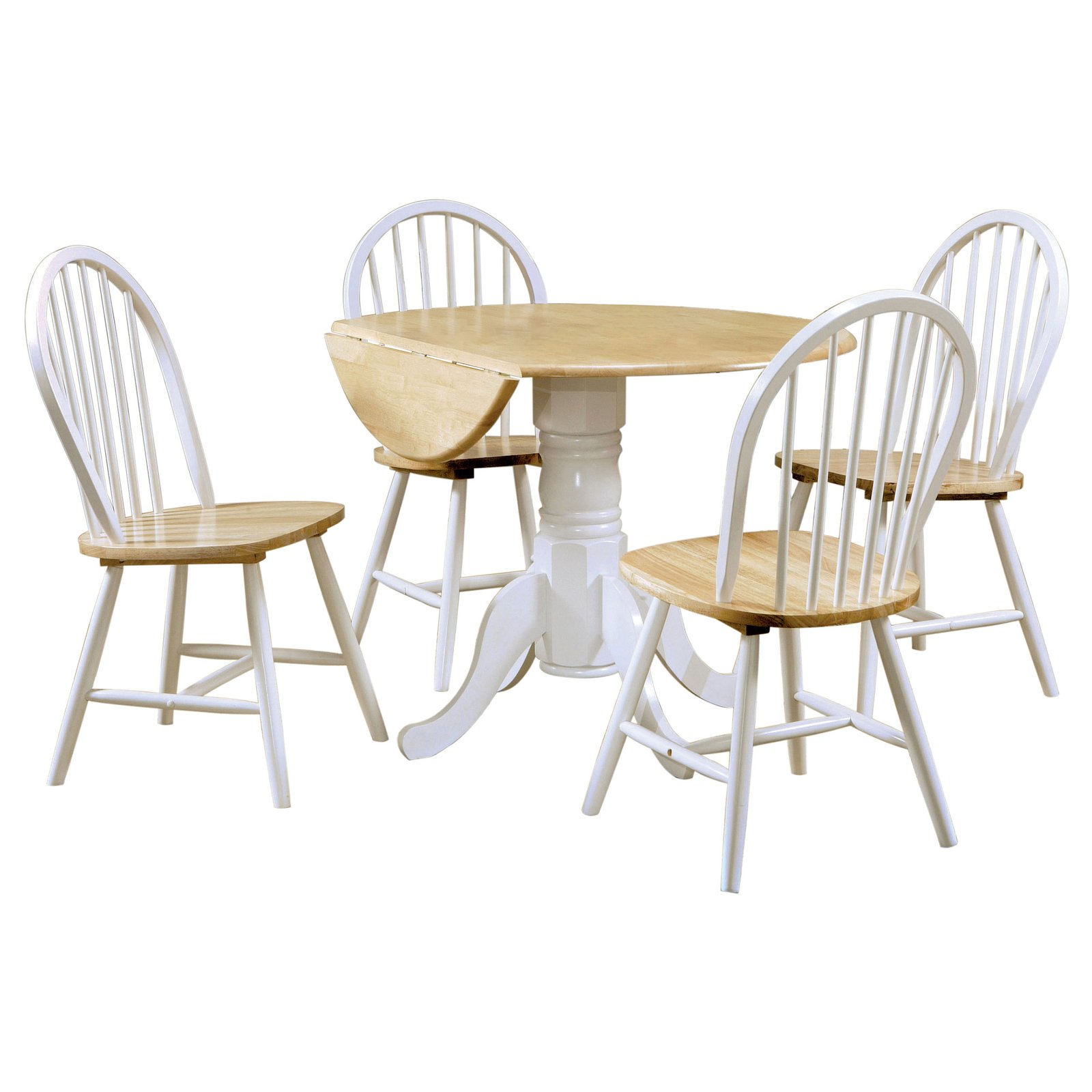 Allison 5-piece Round Drop Leaf Dining Table Set White - Image 2