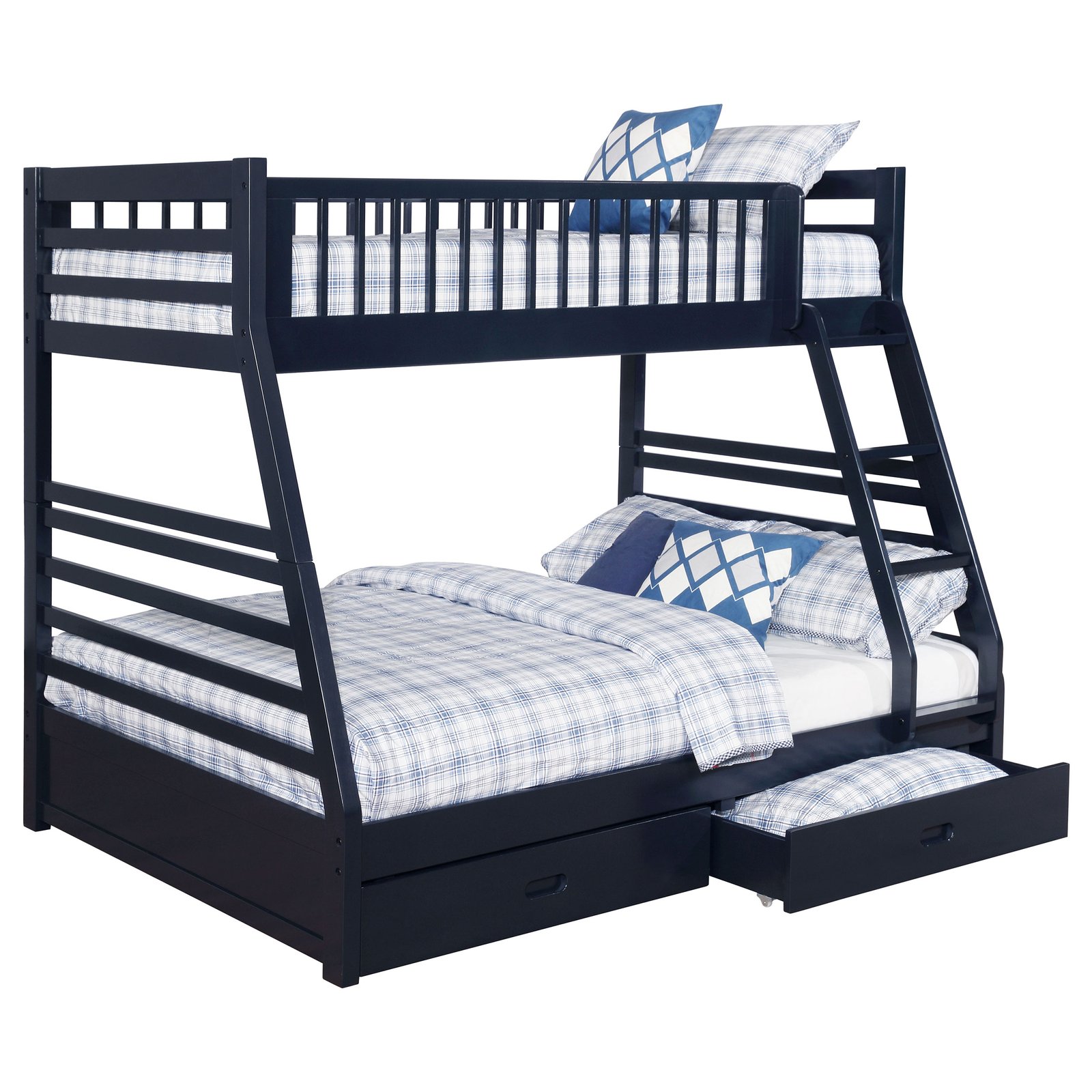 Ashton 2-drawer Wood Twin Over Full Bunk Bed Navy Blue - Image 3