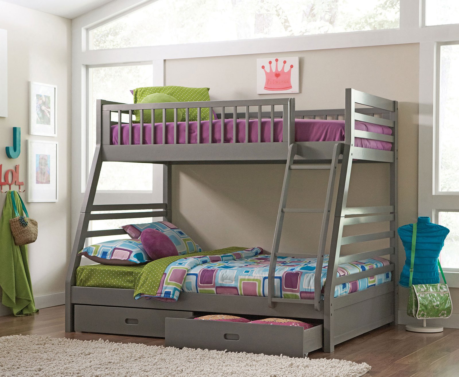 Ashton 2-drawer Wood Twin Over Full Bunk Bed Grey - Image 2