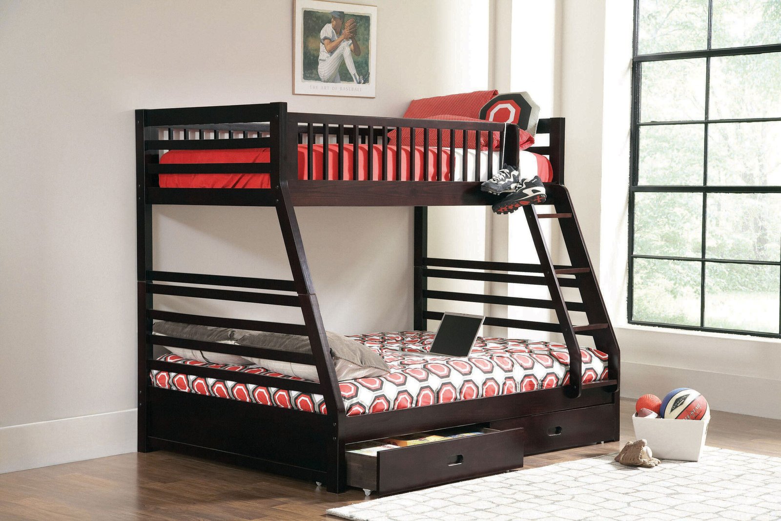 Ashton 2-drawer Wood Twin Over Full Bunk Bed Cappuccino - Image 2