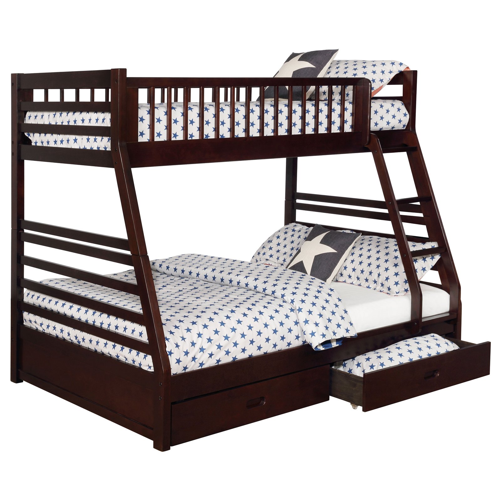 Ashton 2-drawer Wood Twin Over Full Bunk Bed Cappuccino - Image 3