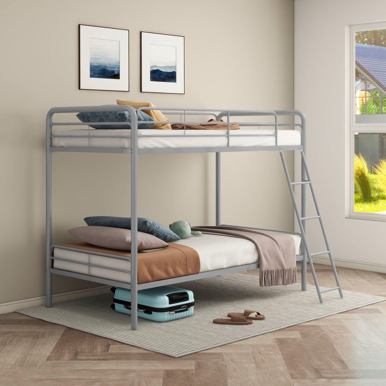 Carson Metal Twin Over Twin Bunk Bed Glossy Silver - Image 2