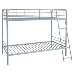 Carson Metal Twin Over Twin Bunk Bed Glossy Silver