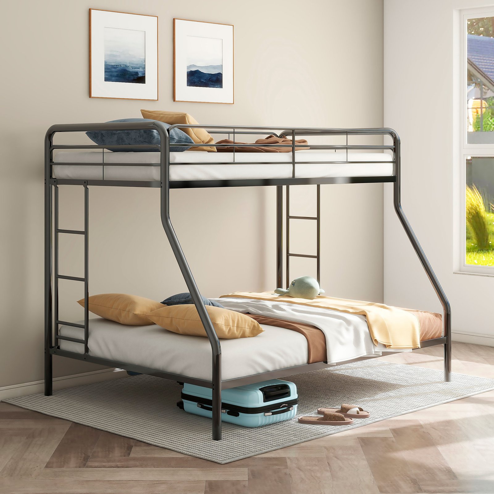 Carson Metal Twin Over Full Bunk Bed Glossy Black - Image 2