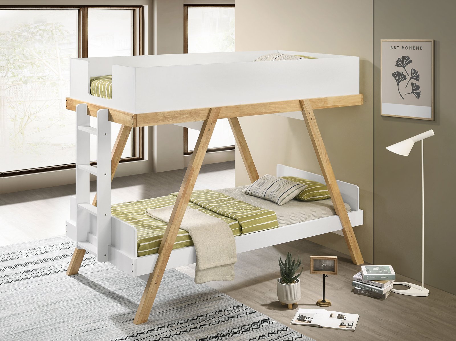 Frankie Twin Over Twin Bunk Bed with 7-inch Mattresses White - Image 2