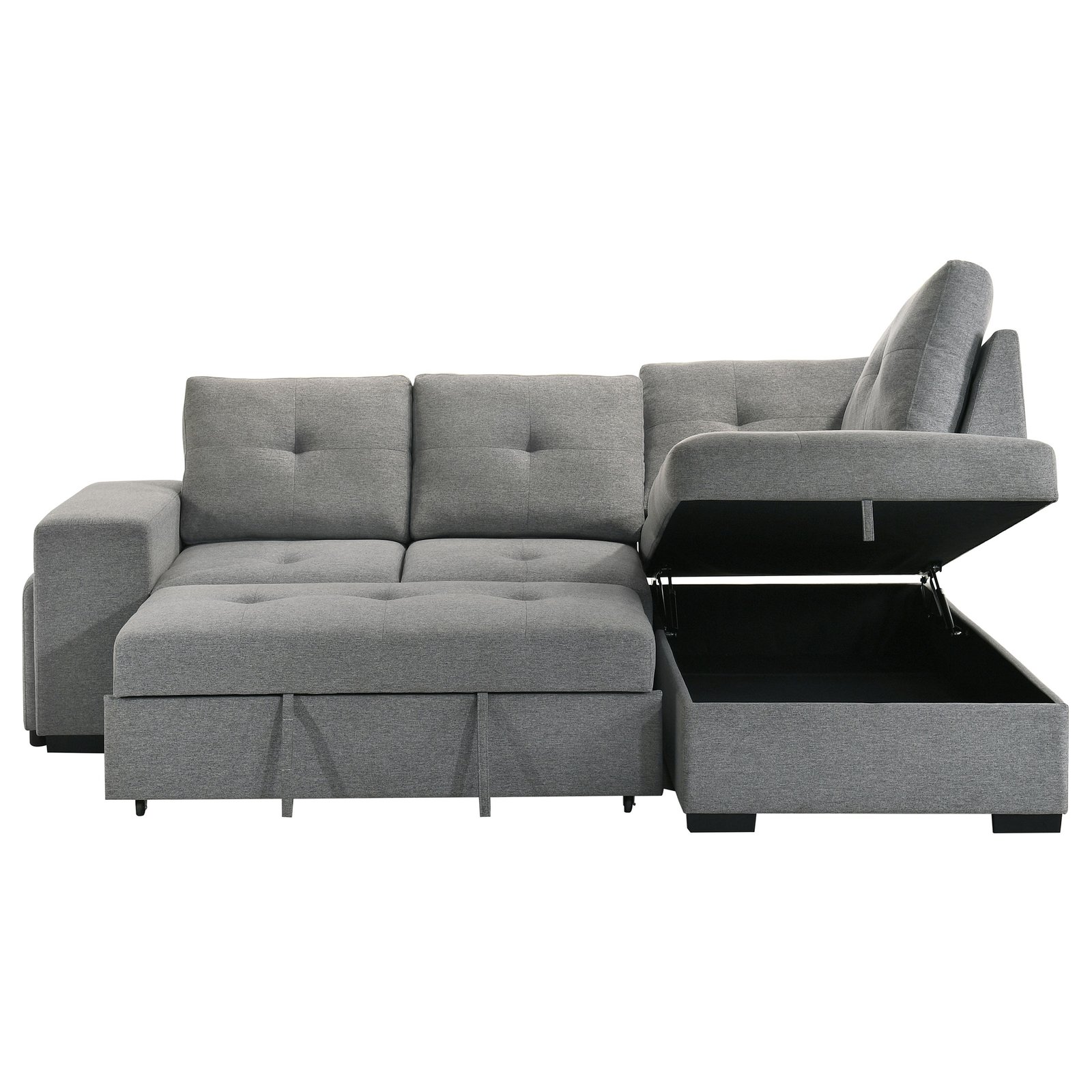 Roanne Fabric Upholstered Sleeper Sectional Sofa Grey - Image 11