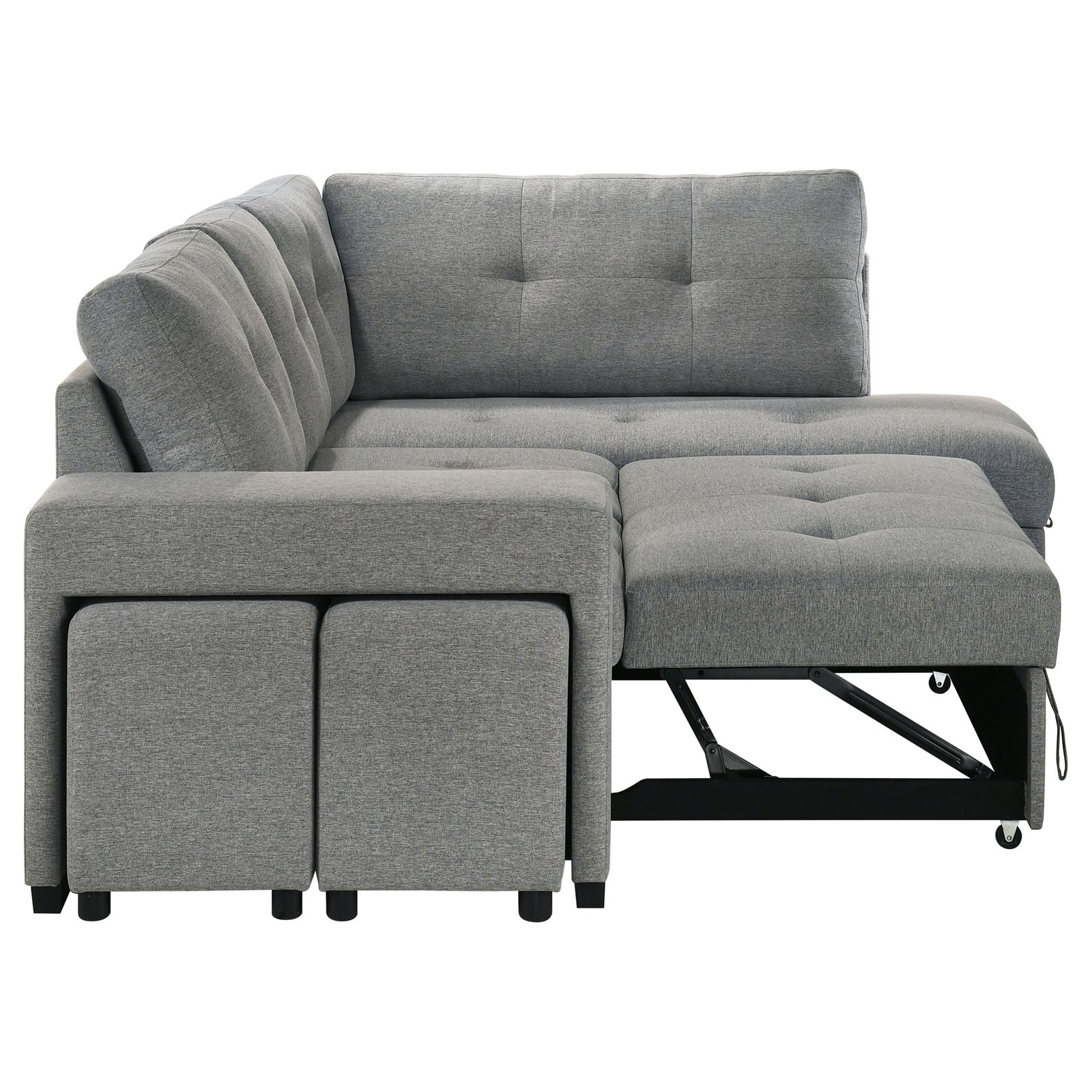 Roanne Fabric Upholstered Sleeper Sectional Sofa Grey - Image 15