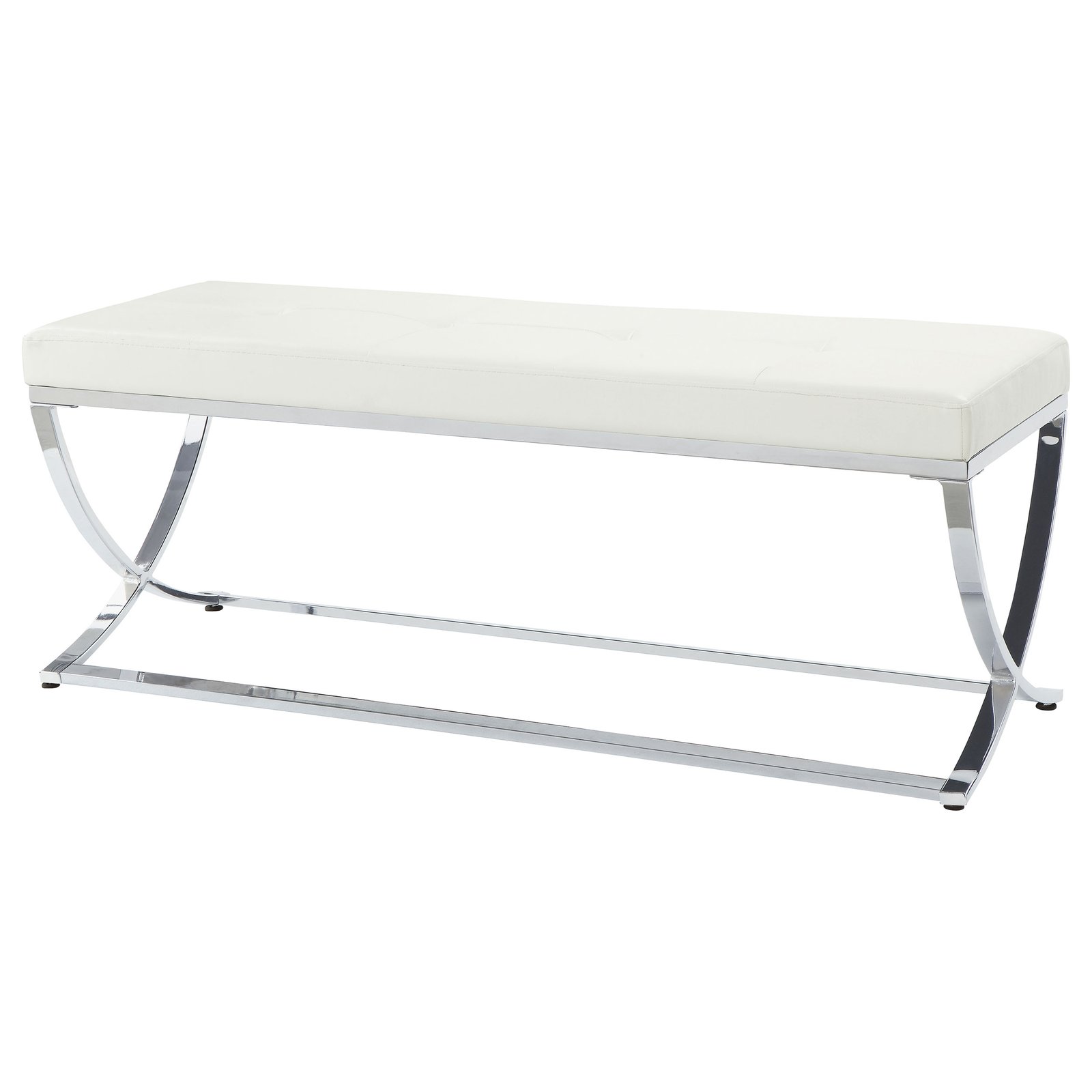 Walton Leatherette Upholstered Tufted Accent Bench White - Image 3