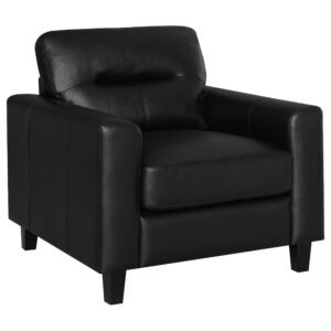 Scotland Faux Leather Upholstered Track Arm Chair Black
