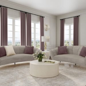 Ellorie 2-piece Upholstered Curved Sofa Set Beige