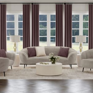 Ellorie 3-piece Upholstered Curved Sofa Set Beige