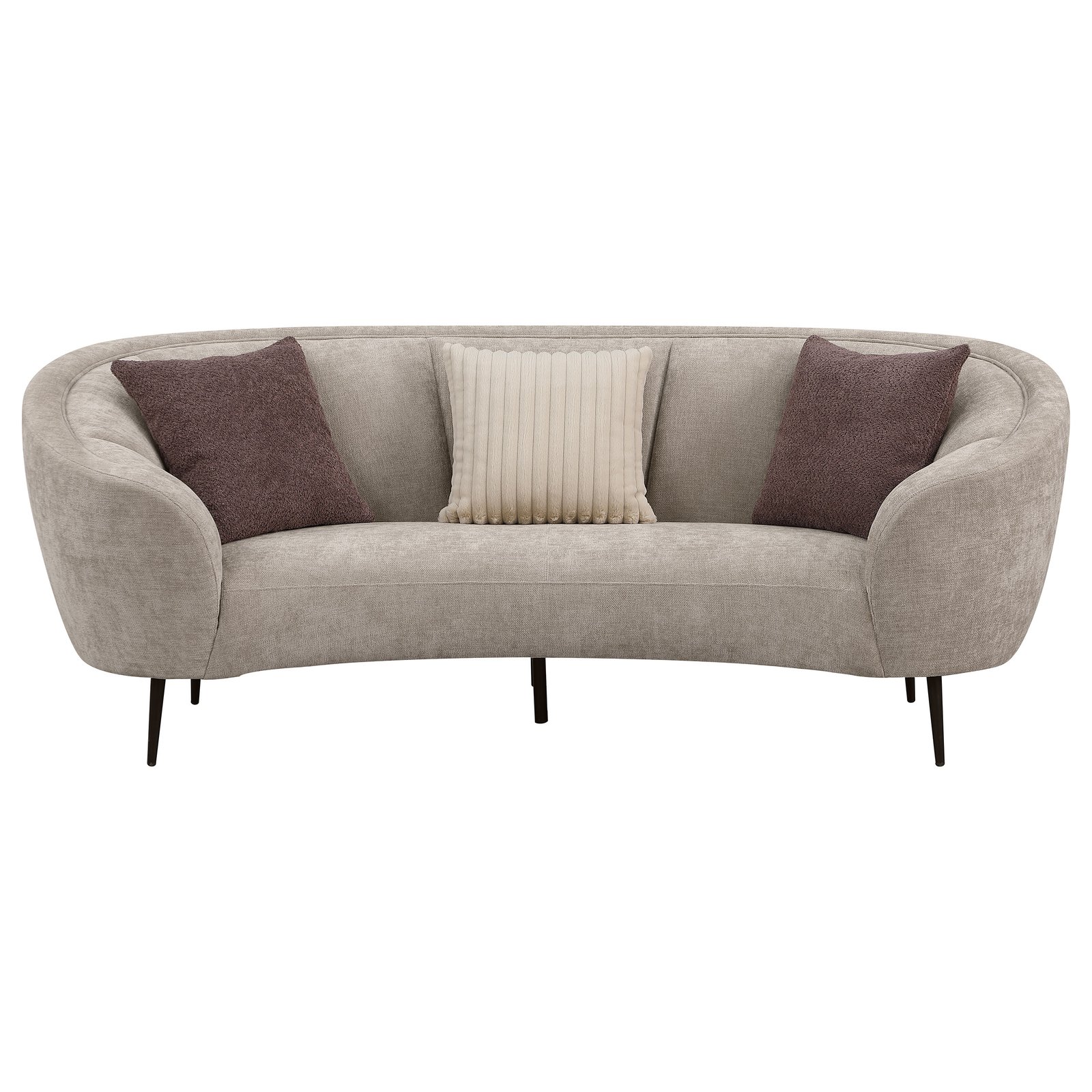 Ellorie Upholstered Channel Back Curved Sofa Beige - Image 3