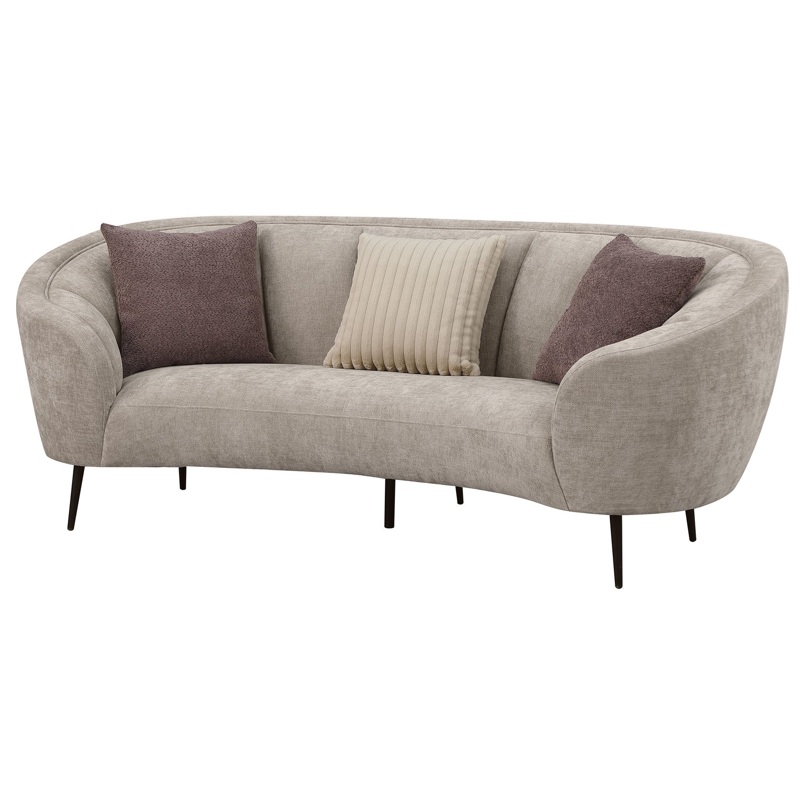 Ellorie Upholstered Channel Back Curved Sofa Beige - Image 4