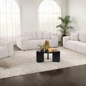 Burnett 3-piece Chenille Upholstered Sofa Set Ivory