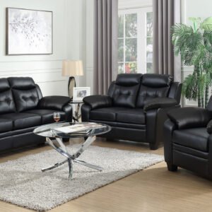 Finley 3-piece Upholstered Padded Arm Tufted Sofa Set Black