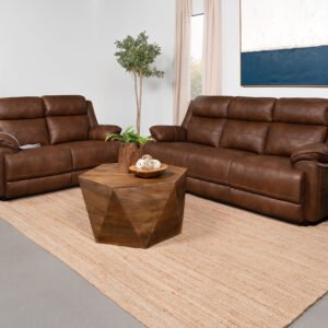 Ellington 2-piece Upholstered Padded Arm Sofa Set Dark Brown