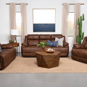 Ellington 3-piece Upholstered Padded Arm Sofa Set Dark Brown