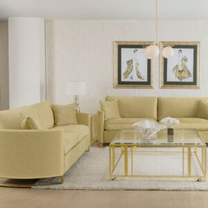 Corliss 2-piece Velvet Upholstered Sofa Set Camel