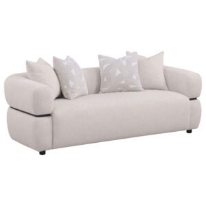 Jeanette 84-inch Fabric Upholstered Round Arm Sofa Beige