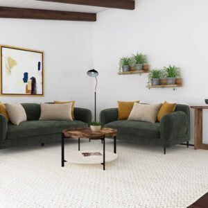 Jade 2-piece Chenille Upholstered Sofa Set Green