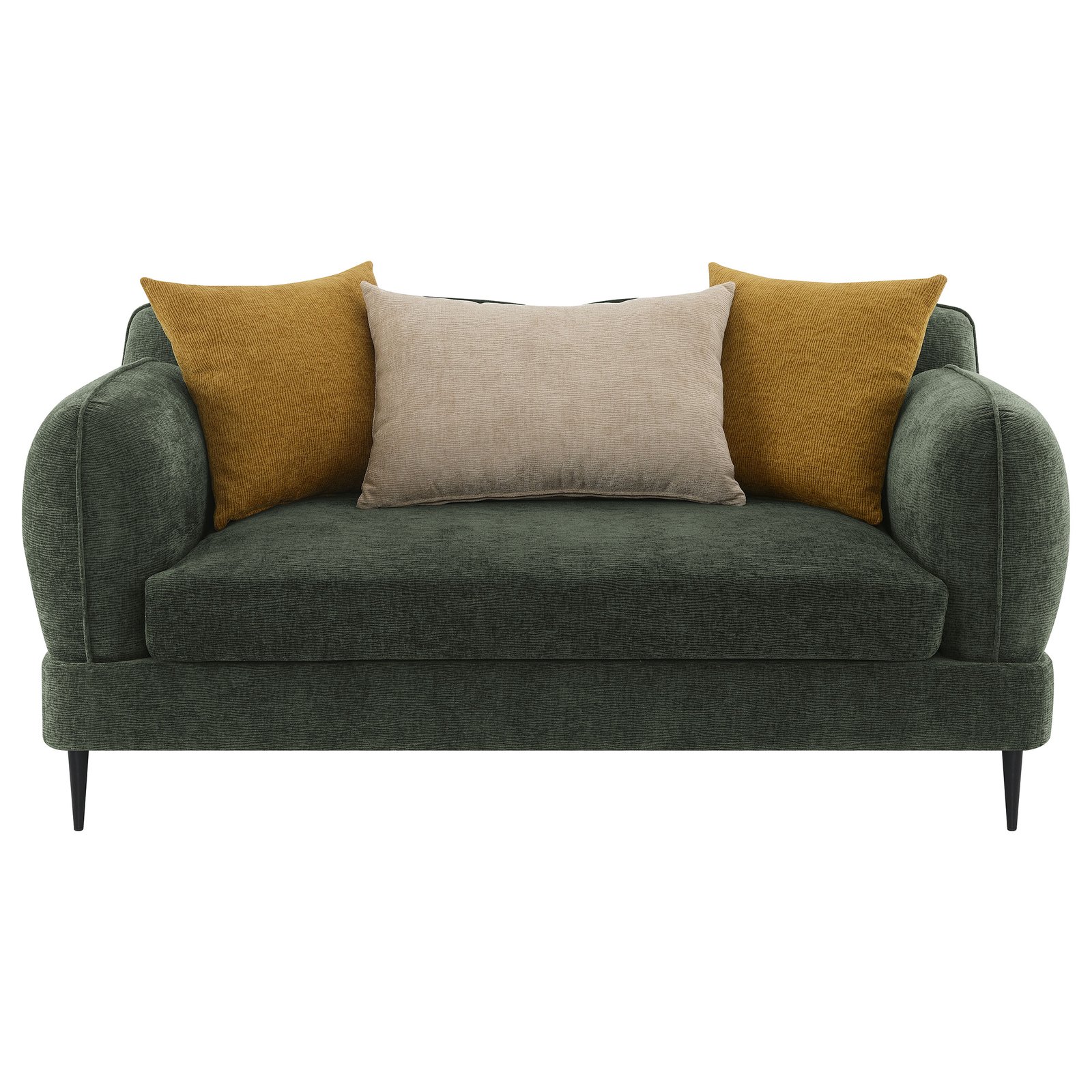 Jade Chenille Upholstered Modern Track Arm Loveseat Green - Image 3