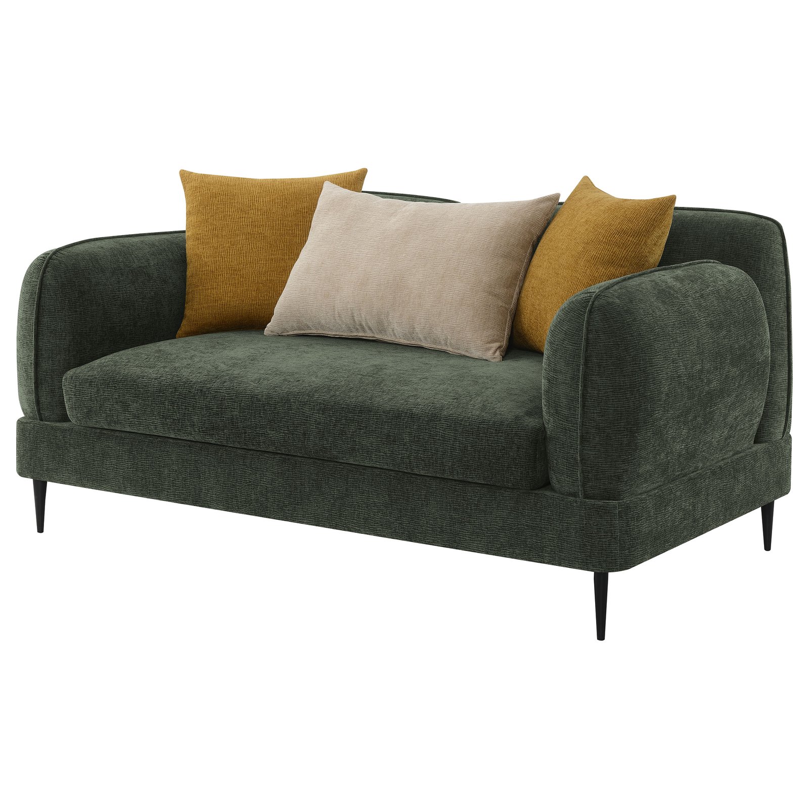 Jade Chenille Upholstered Modern Track Arm Loveseat Green - Image 4