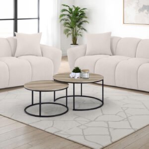 Destino 2-piece Chenille Splayed Arm Sofa Set Greige