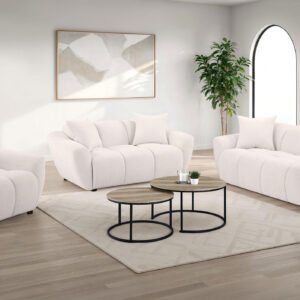 Destino 3-piece Chenille Splayed Arm Sofa Set Greige