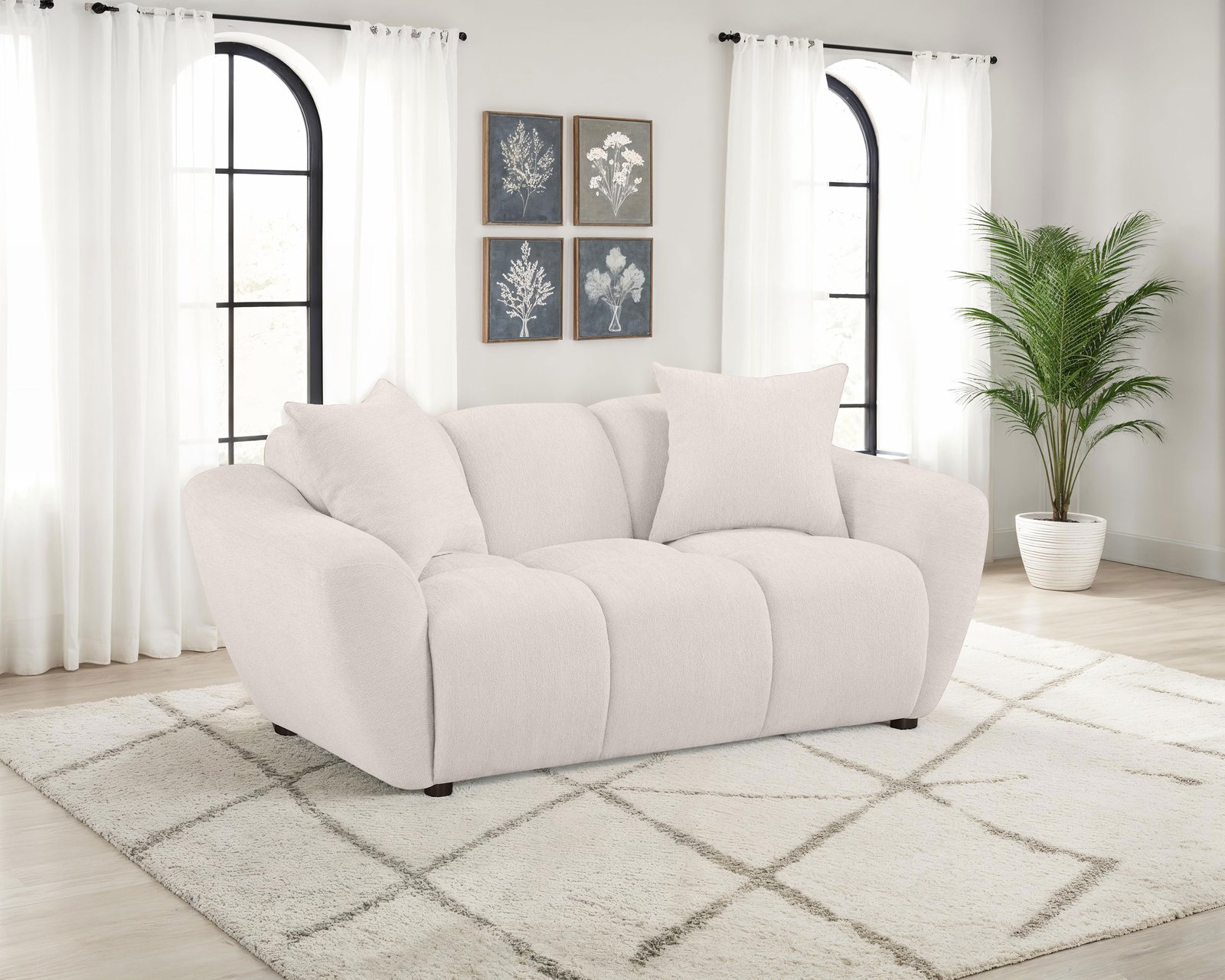 Destino Chenille Upholstered Splayed Arm Loveseat Greige - Image 2