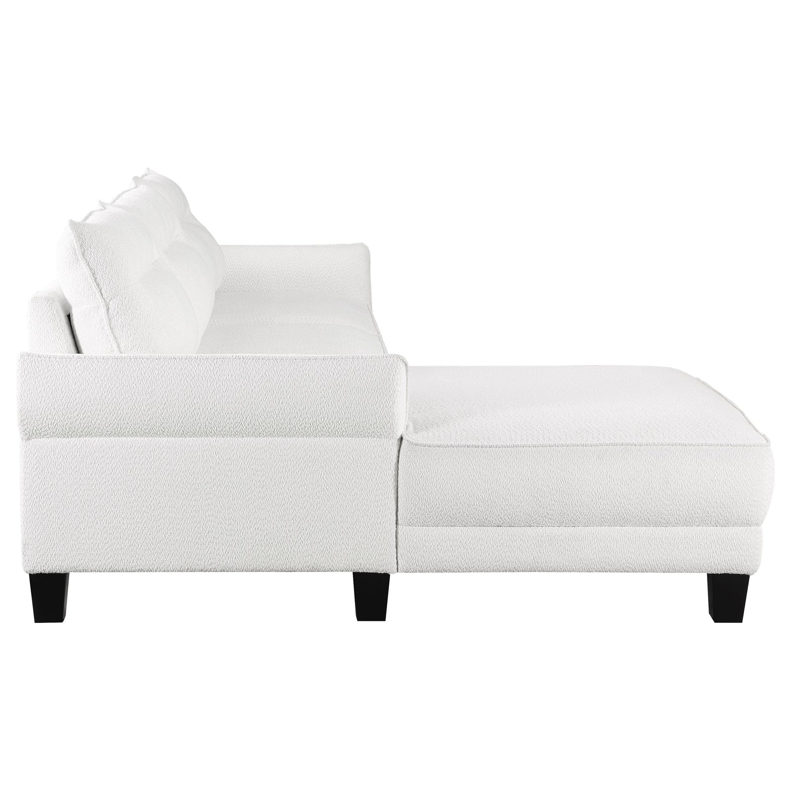Caspian Upholstered Curved Arm Chaise Sectional Sofa White - Image 11