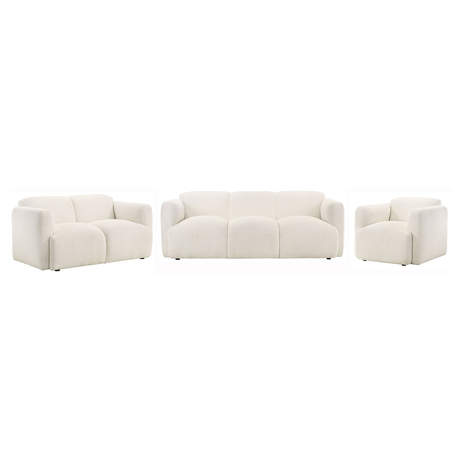 Dorset 3-piece Upholstered Round Track Arm Sofa Set White