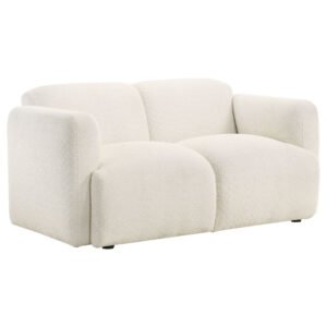 Dorset Fabric Upholstered Round Track Arm Loveseat White