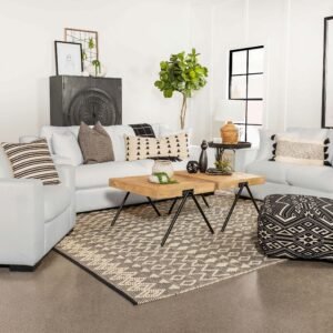 Ashlyn 3-piece Upholstered Sloped Arm Sofa Set White