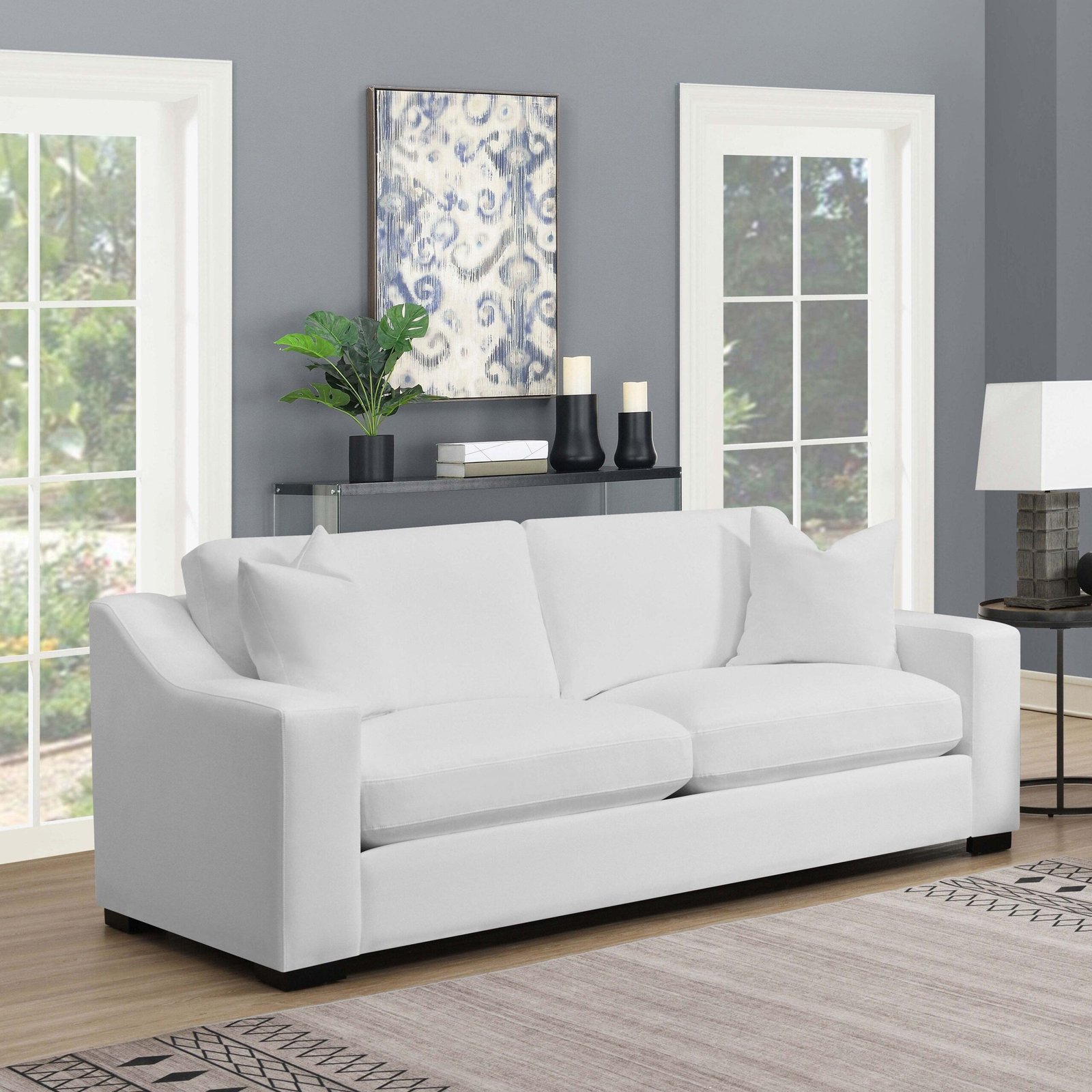 Ashlyn Upholstered Sloped Arm Sofa White - Image 2